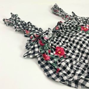 Forever 21 crop top short set size small skort floral flower checkered pattern